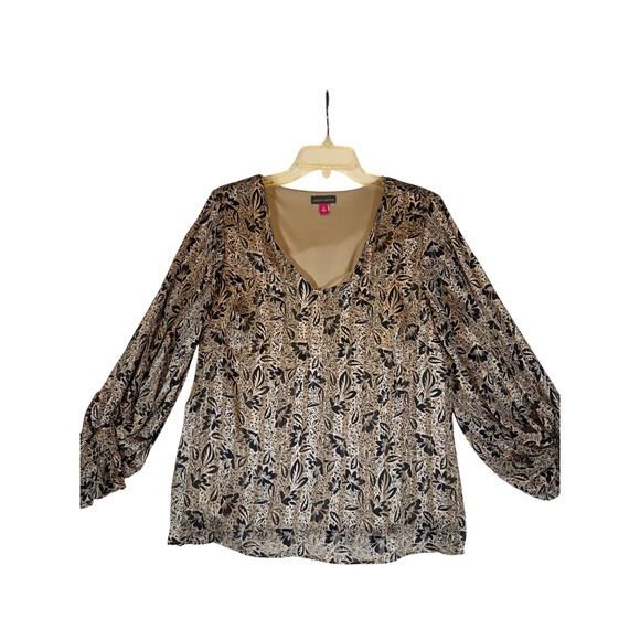 Vince Camuto Tops - Vince Camuto V Neck Long Sleeve Flowy Blouse Top Floral Print Women's M